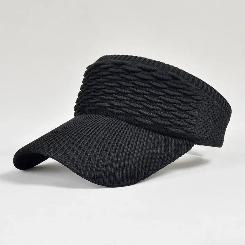 Aidase Knitted Visor Cap Breathable Adjustable Bent Brim  Anti-UV Sun Hats  For Women Men Outdoor Sports Summer Beach Travel Skullcap
