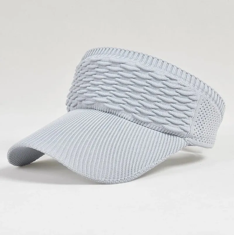 Aidase Knitted Visor Cap Breathable Adjustable Bent Brim  Anti-UV Sun Hats  For Women Men Outdoor Sports Summer Beach Travel Skullcap