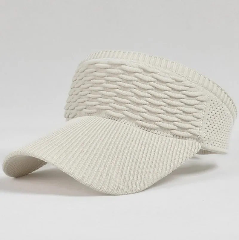 Aidase Knitted Visor Cap Breathable Adjustable Bent Brim  Anti-UV Sun Hats  For Women Men Outdoor Sports Summer Beach Travel Skullcap
