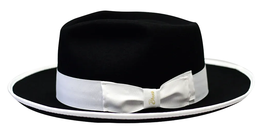 Black and White Bruno Capelo Men's Hats Night Hawk Collection Wool Felt Fedora
