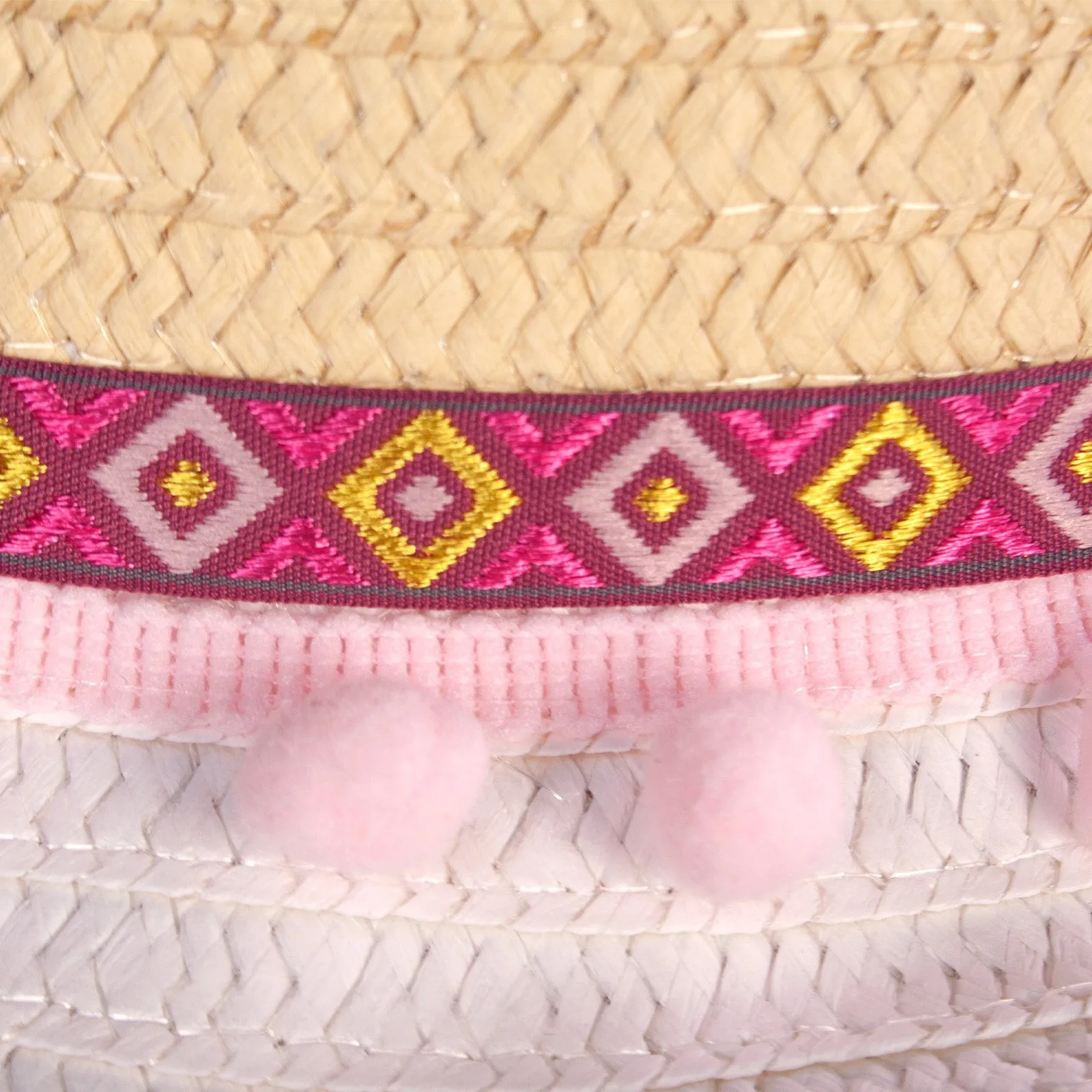 Black Ginger Girls Trilby Hat With Pink Pom Poms