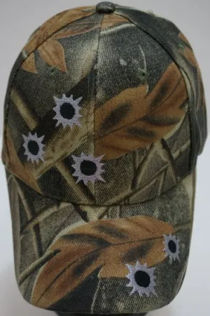 camo ball cap w/bullet holes Case of 24