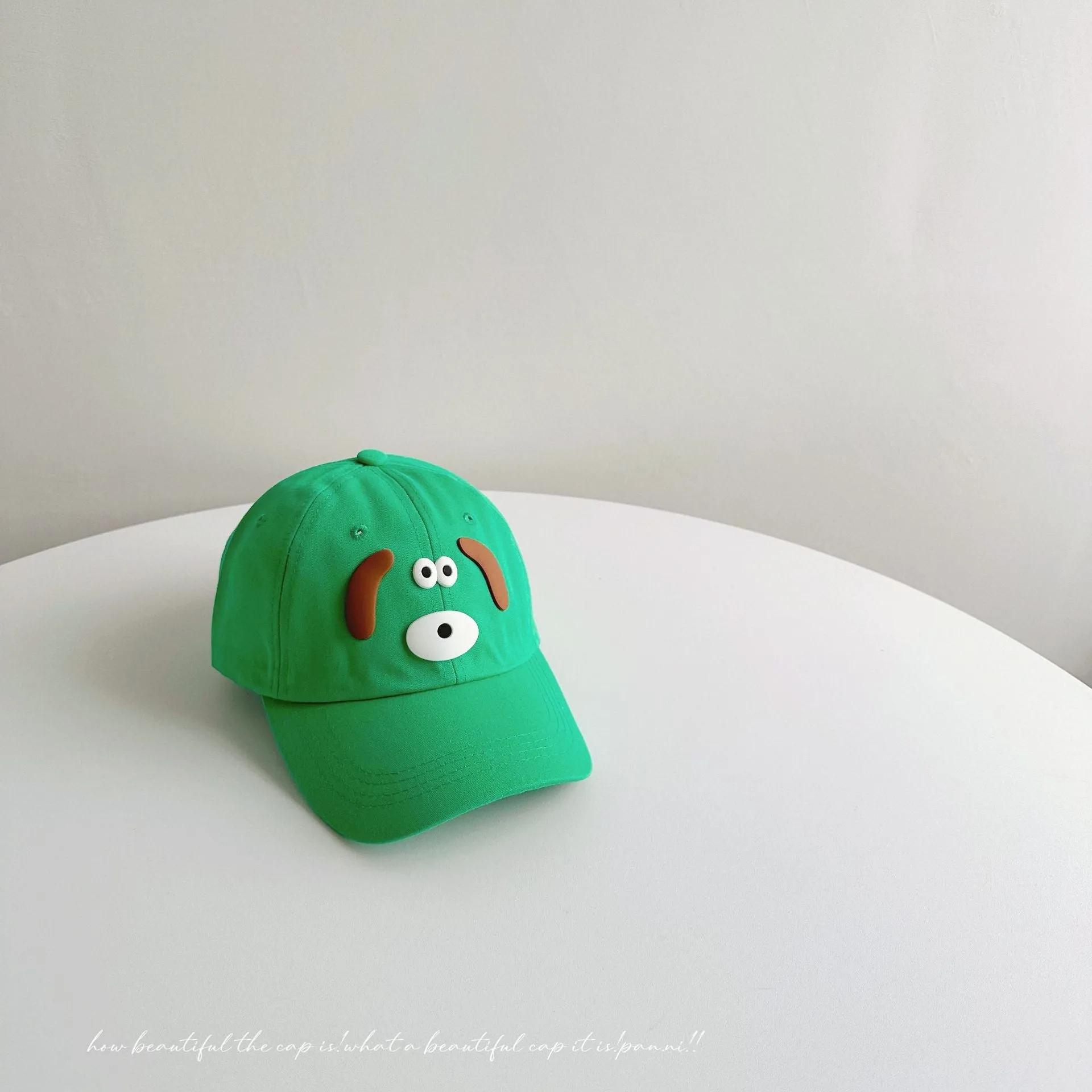Cartoon puppy baseball cap for women with small head circumference and face, cute washed soft-top peaked hat, parent-child sun hat, trendy