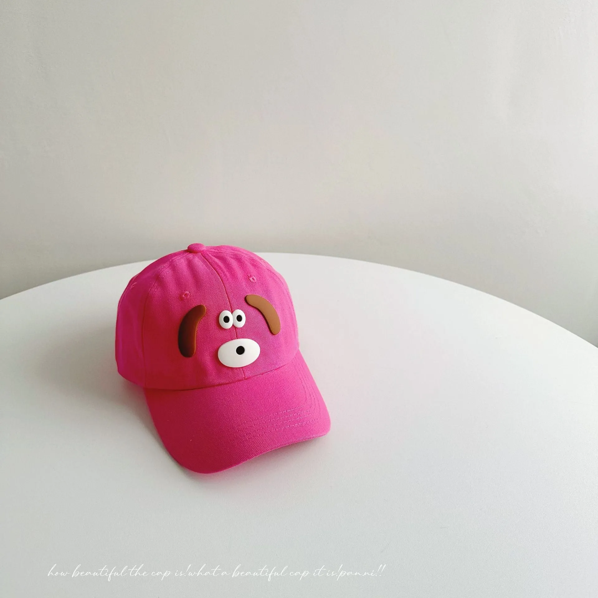 Cartoon puppy baseball cap for women with small head circumference and face, cute washed soft-top peaked hat, parent-child sun hat, trendy