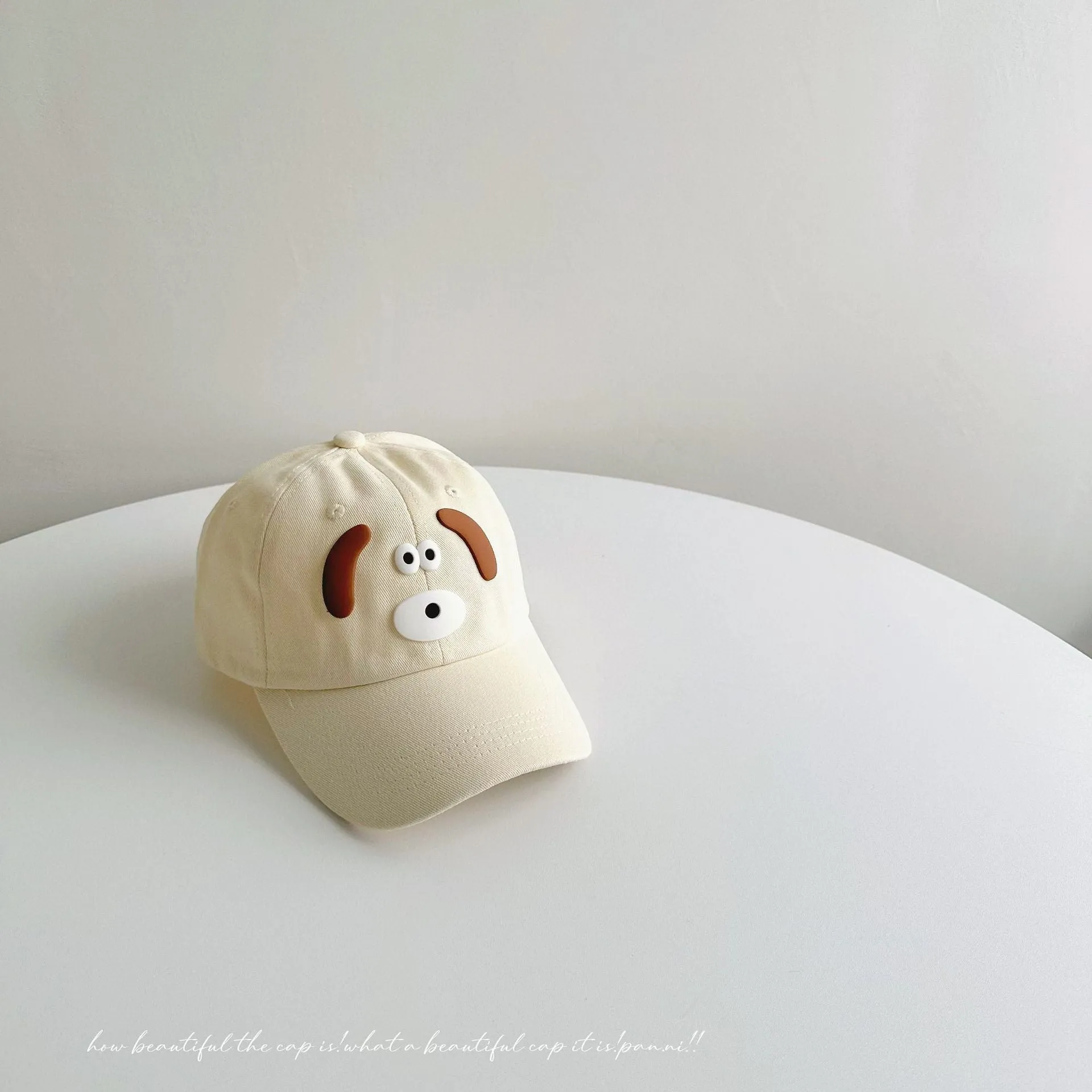 Cartoon puppy baseball cap for women with small head circumference and face, cute washed soft-top peaked hat, parent-child sun hat, trendy