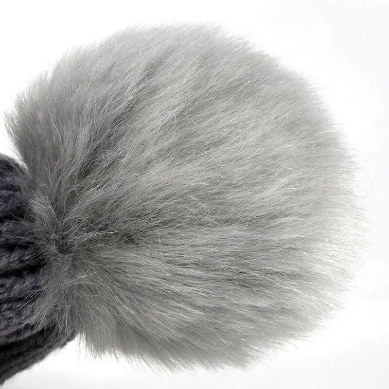 Children's Warm Fur Pom Pom Winter Hats