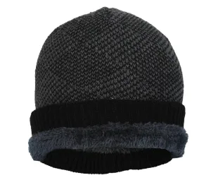 Fabseasons Plain Black Acrylic Woolen Winter Beanie - skull cap