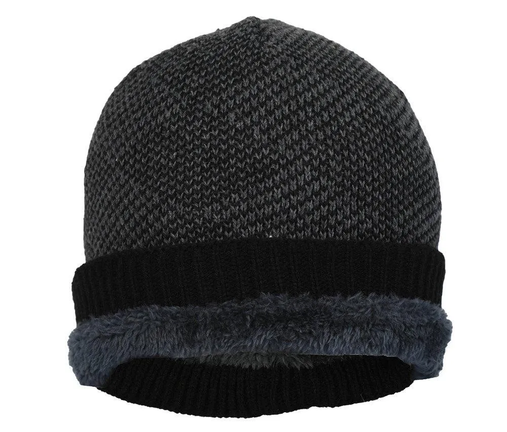 Fabseasons Plain Black Acrylic Woolen Winter Beanie - skull cap