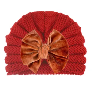 Fancydresswale European Style Wool Knitted Hat for Babies & Toddlers – Soft & Cozy Winter Beanie Newborn Winter Turban Cap-Red
