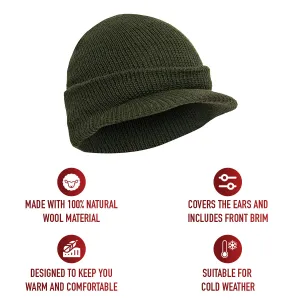 Genuine G.I. Watch Cap with Brim Olive Drab