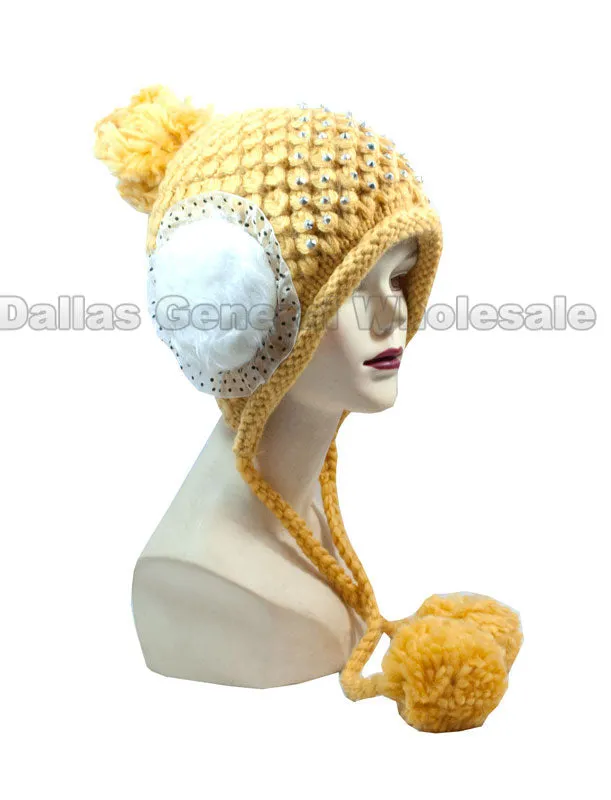 Girls Fashion Winter Beanie Caps with Furry Balls Wholesale