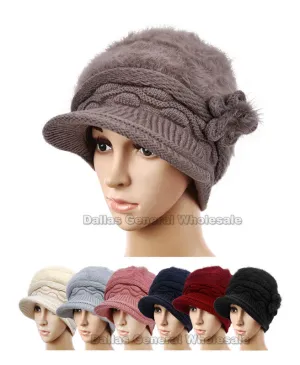 Ladies Fuzzy Visor Beanies Caps Wholesale