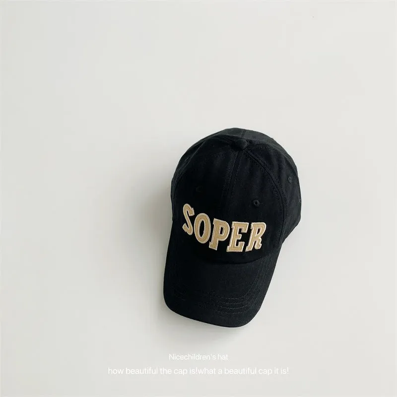 Letter embroidery children's baseball cap summer new style travel casual versatile color-blocked duck cap outdoor sun protection hat