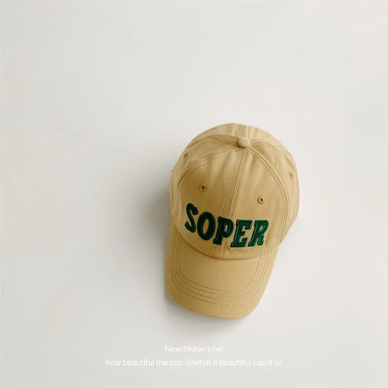Letter embroidery children's baseball cap summer new style travel casual versatile color-blocked duck cap outdoor sun protection hat