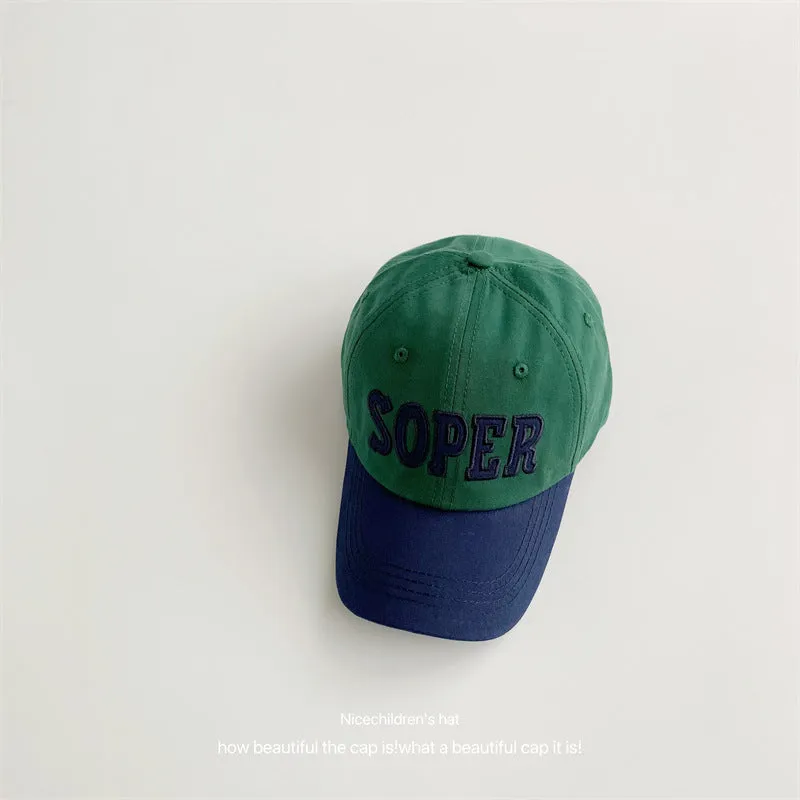 Letter embroidery children's baseball cap summer new style travel casual versatile color-blocked duck cap outdoor sun protection hat