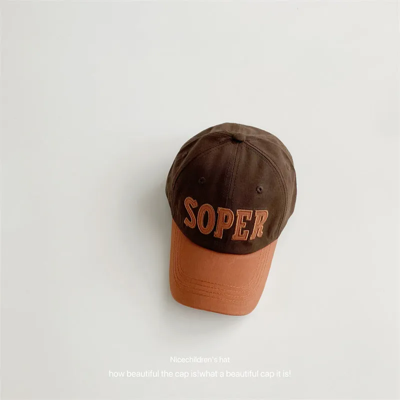 Letter embroidery children's baseball cap summer new style travel casual versatile color-blocked duck cap outdoor sun protection hat