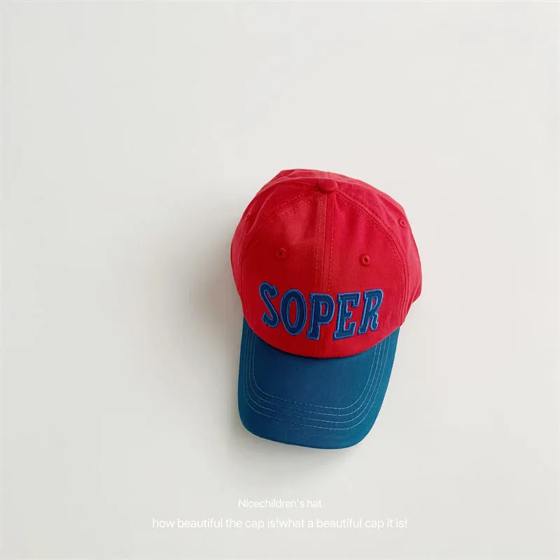 Letter embroidery children's baseball cap summer new style travel casual versatile color-blocked duck cap outdoor sun protection hat