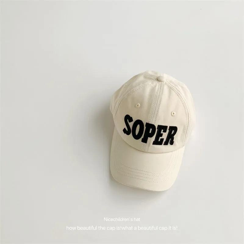 Letter embroidery children's baseball cap summer new style travel casual versatile color-blocked duck cap outdoor sun protection hat