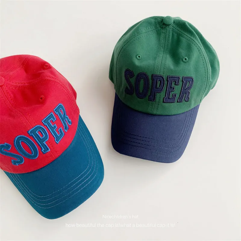 Letter embroidery children's baseball cap summer new style travel casual versatile color-blocked duck cap outdoor sun protection hat