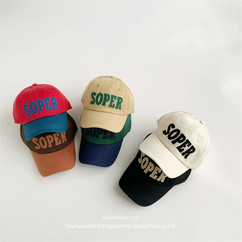 Letter embroidery children's baseball cap summer new style travel casual versatile color-blocked duck cap outdoor sun protection hat
