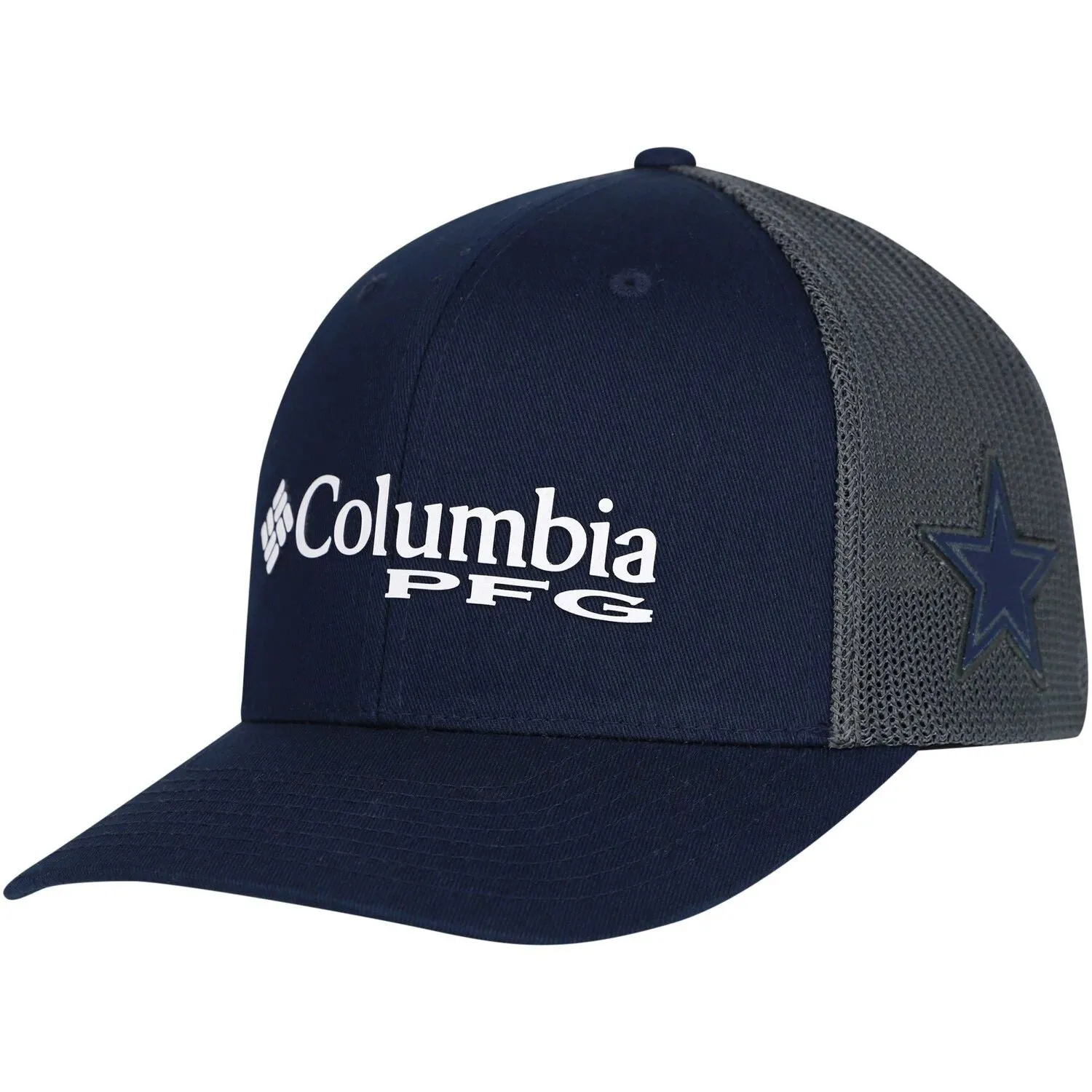 Men's Columbia Navy Dallas Cowboys PFG Mesh Snapback Cap