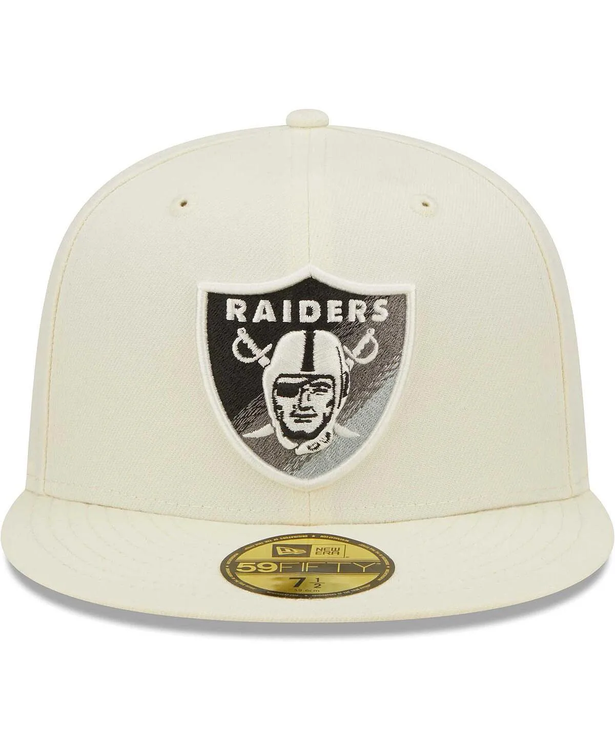 Men's Cream Fitted Hat Las Vegas Raiders Chrome Dim 59FIFTY New Era