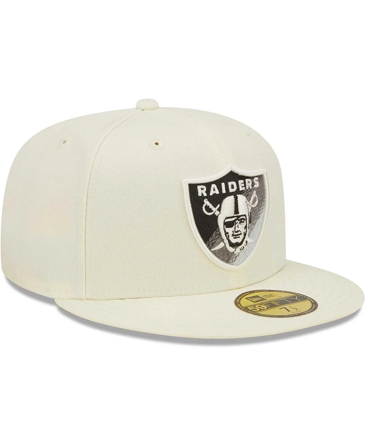 Men's Cream Fitted Hat Las Vegas Raiders Chrome Dim 59FIFTY New Era