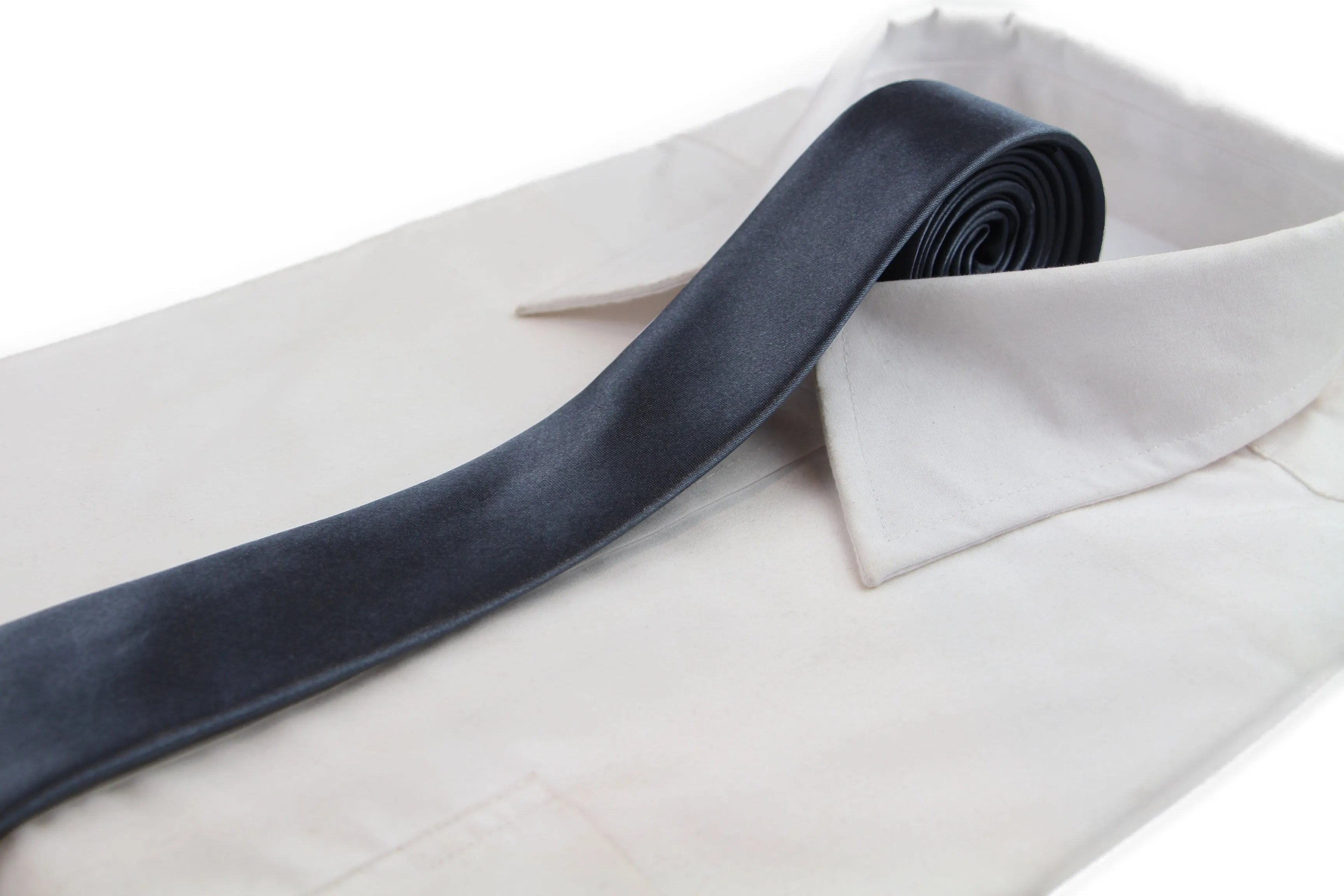 Mens Gunmetal 5cm Skinny  Plain Neck Tie