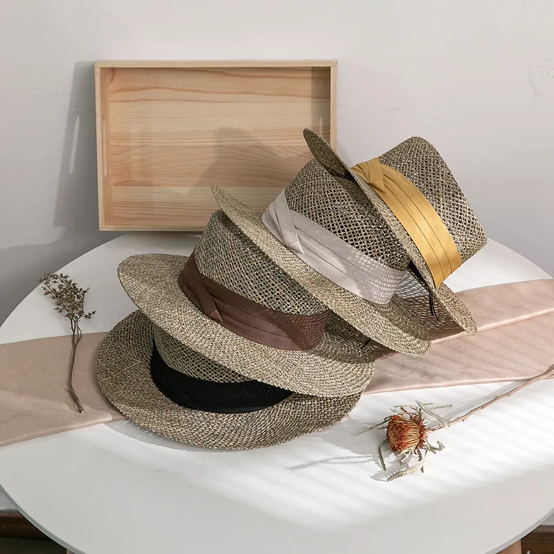 Mens Kentucky Derby Hats Summer Breathable Travel Straw Hat Breathable