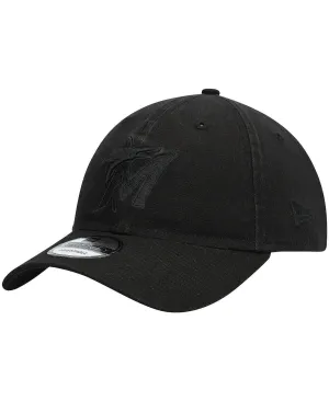 Men's Miami Marlins Adjustable Cap Black On Black Core Classic 9Twenty New Era
