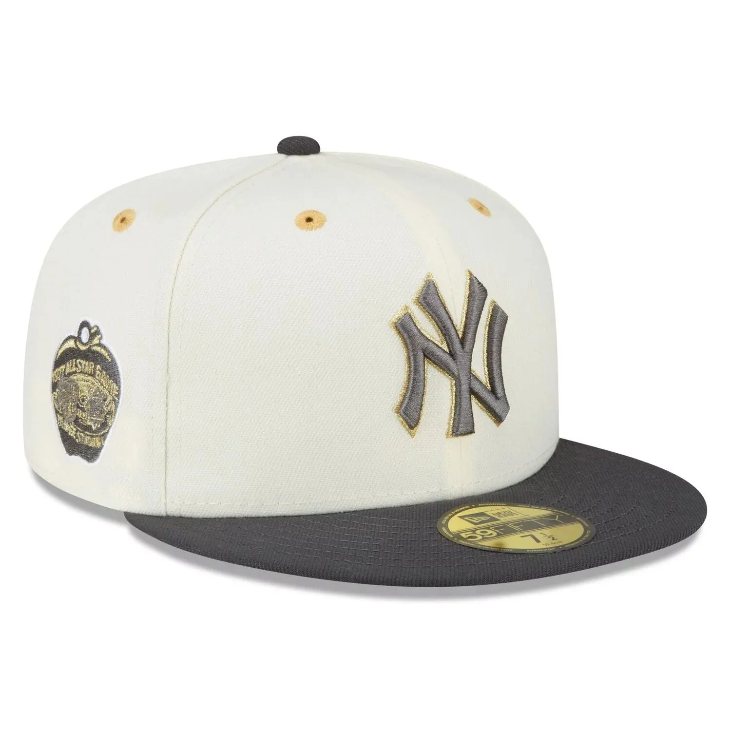 Men's New Era Cap White/Dark Charcoal New York Yankees 1977 MLB All-Star Game Chrome 59FIFTY Fitted Hat