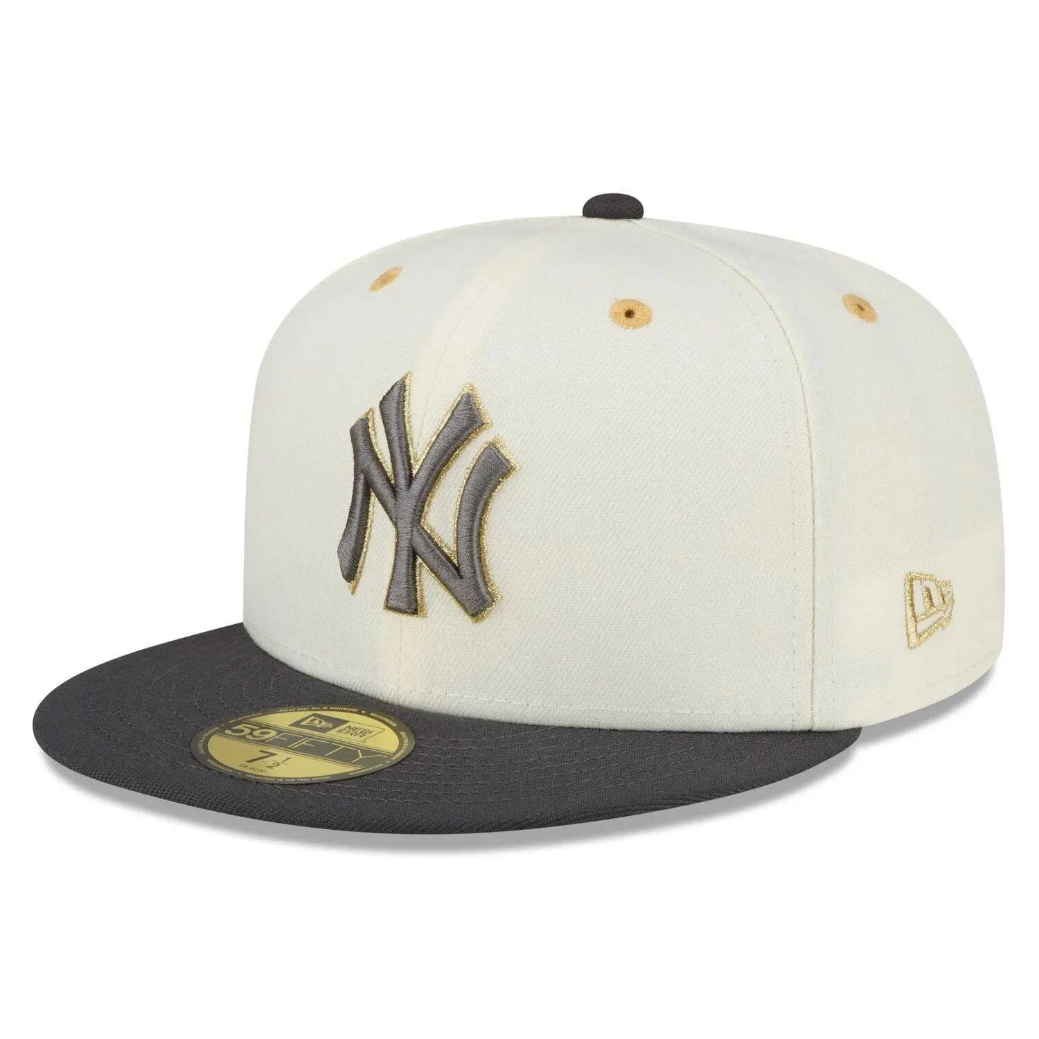 Men's New Era Cap White/Dark Charcoal New York Yankees 1977 MLB All-Star Game Chrome 59FIFTY Fitted Hat