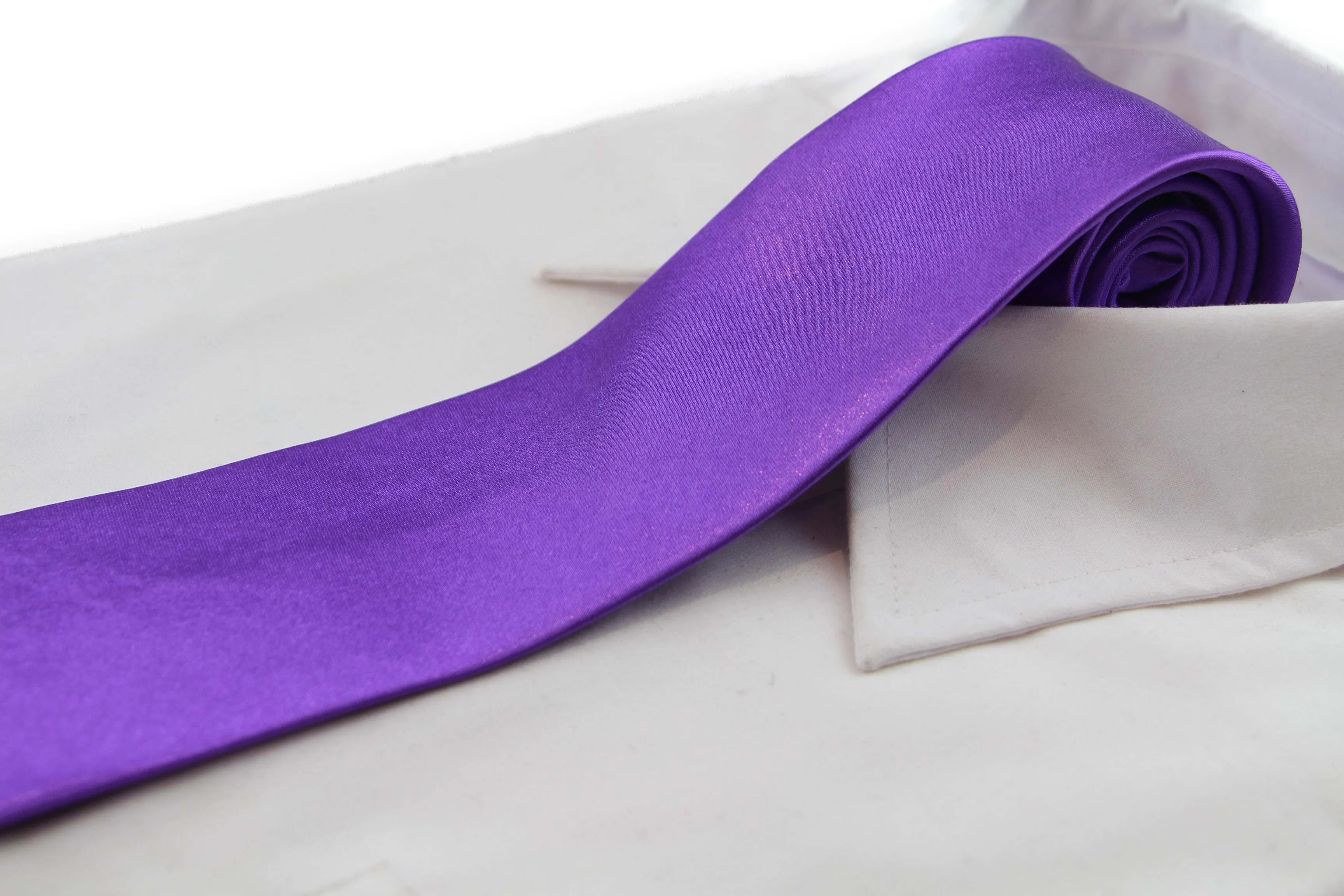 Mens Purple 8cm Plain Neck Tie