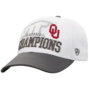 Men's White/Grey Adjustable Oklahoma Sooners 2019 Big 12 Football Champions Top of the World Locker Room Cap