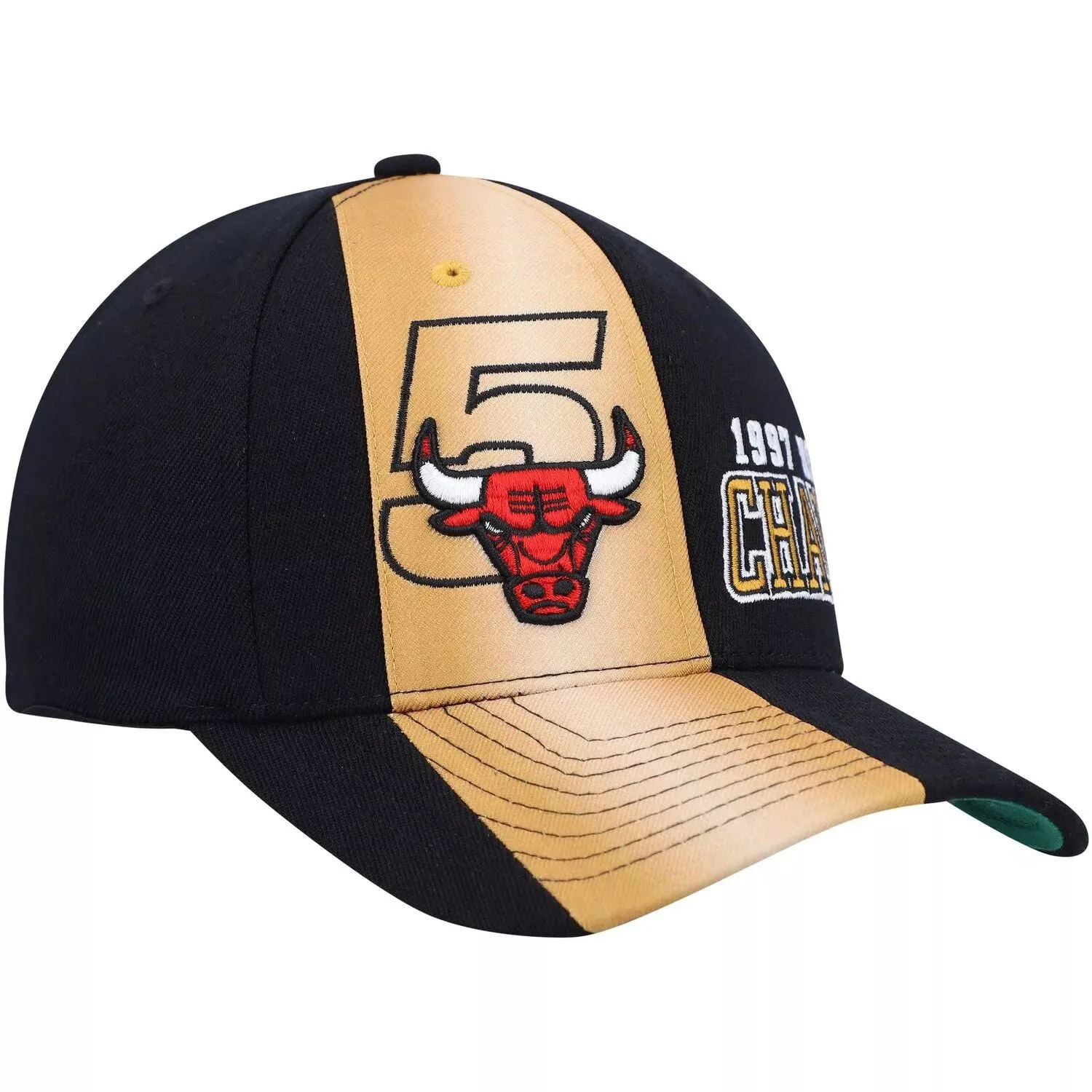 Mitchell & Ness Men's Black Stretch Chicago Bulls Hardwood Classics 1997 NBA Champions Baseball Cap