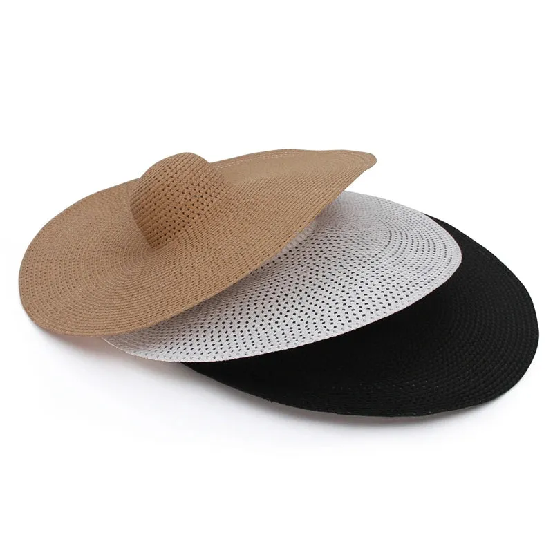 Nantucket Summer Oversized Wide Brim Foldable Straw Sun Hats