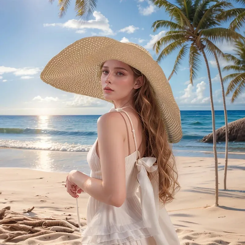 Nantucket Summer Oversized Wide Brim Foldable Straw Sun Hats
