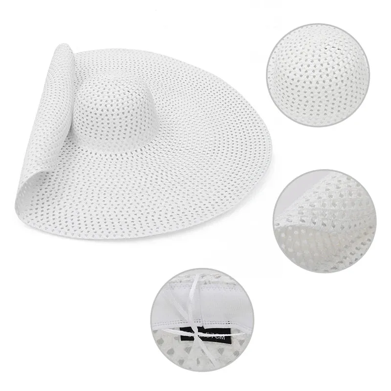 Nantucket Summer Oversized Wide Brim Foldable Straw Sun Hats