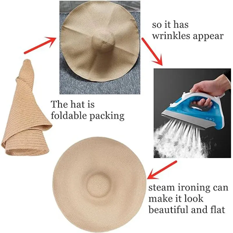 Nantucket Summer Oversized Wide Brim Foldable Straw Sun Hats