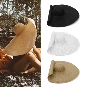 Nantucket Summer Oversized Wide Brim Foldable Straw Sun Hats