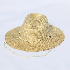 New Seashells Beaded Beach Hats With Chain For Women Fashion Straw Woven Fedora Sun Hats Summer Holidaty Panama Hat