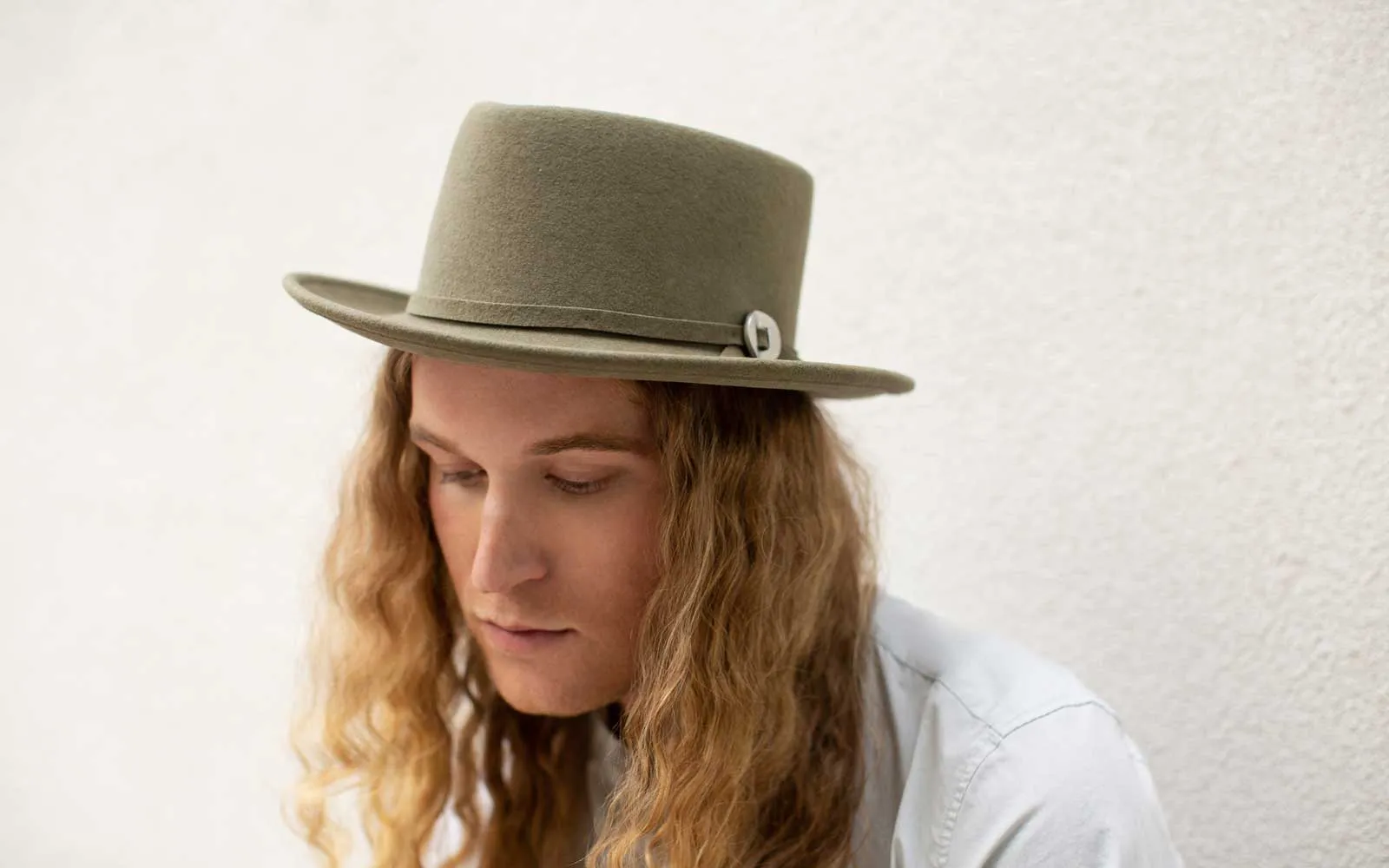 NOBLE WOOL FEDORA HAT - PALE OLIVE