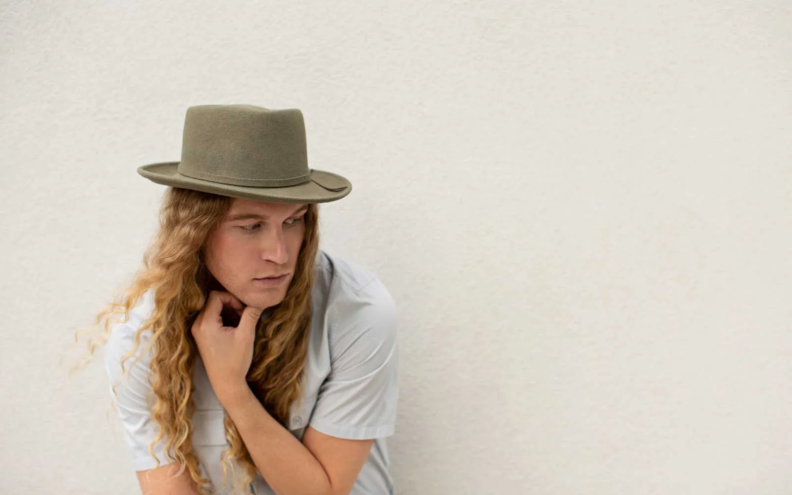 NOBLE WOOL FEDORA HAT - PALE OLIVE