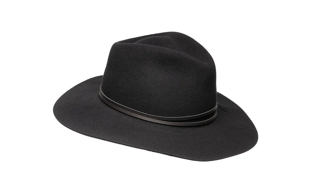 PHOEBE WIDE BRIM WOOL HAT - BLACK