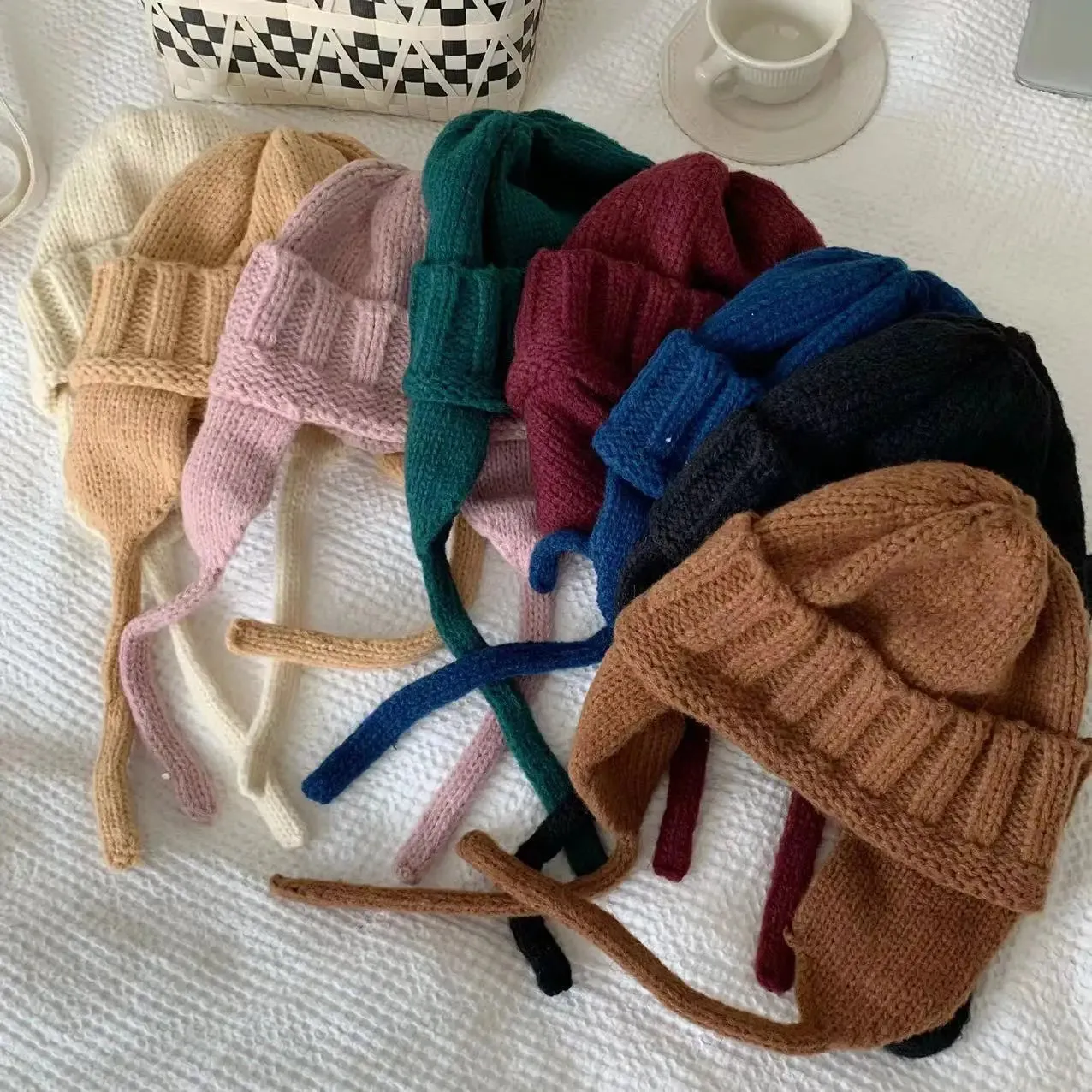 Sohiwoo Knitted Beanies Hats for Women Winter Warm Knit Balaclava Skullies Hat Outdoor Female Windproof Ski Ear Protection Caps Bonnet