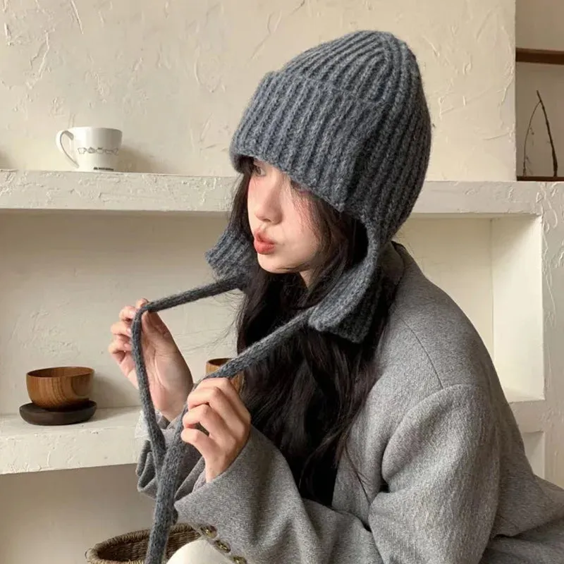 Sohiwoo Winter Ear Protection Hats For Women&Men Thicken Warm Beanies Caps Unisex Knitted Skullies Hat Outdoor Ski Coldproof Pilot Caps