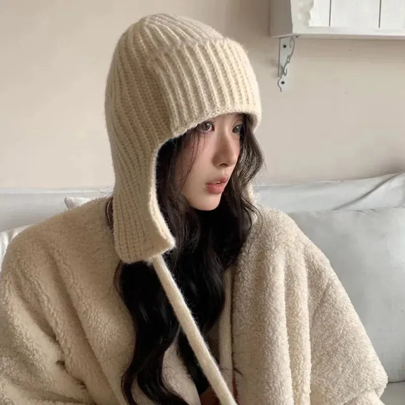 Sohiwoo Winter Ear Protection Hats For Women&Men Thicken Warm Beanies Caps Unisex Knitted Skullies Hat Outdoor Ski Coldproof Pilot Caps