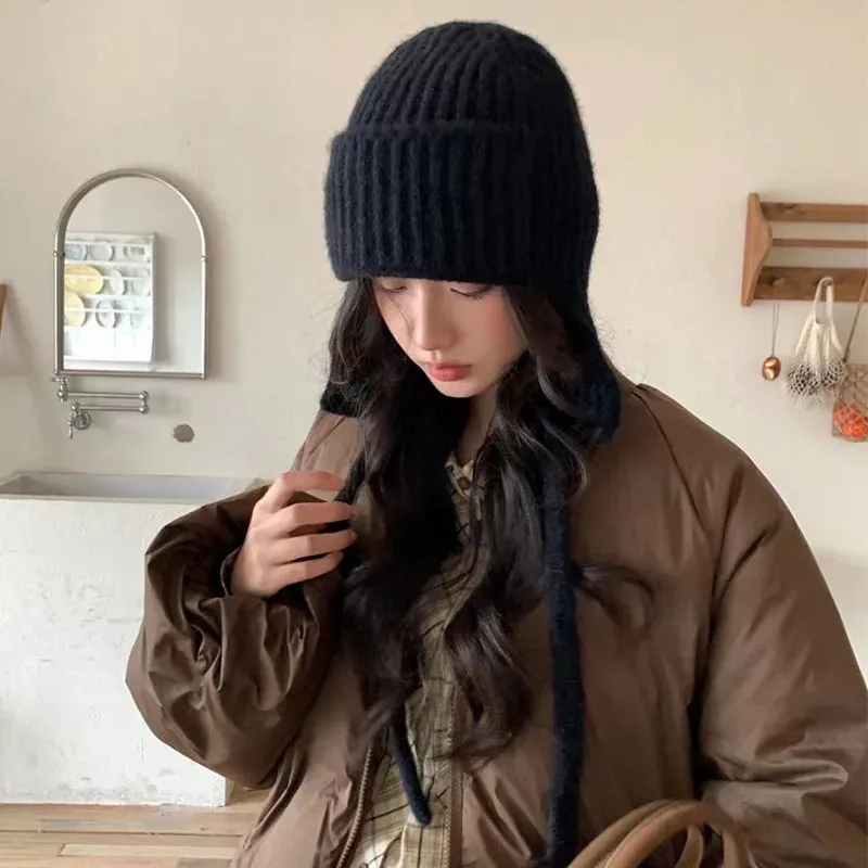 Sohiwoo Winter Ear Protection Hats For Women&Men Thicken Warm Beanies Caps Unisex Knitted Skullies Hat Outdoor Ski Coldproof Pilot Caps