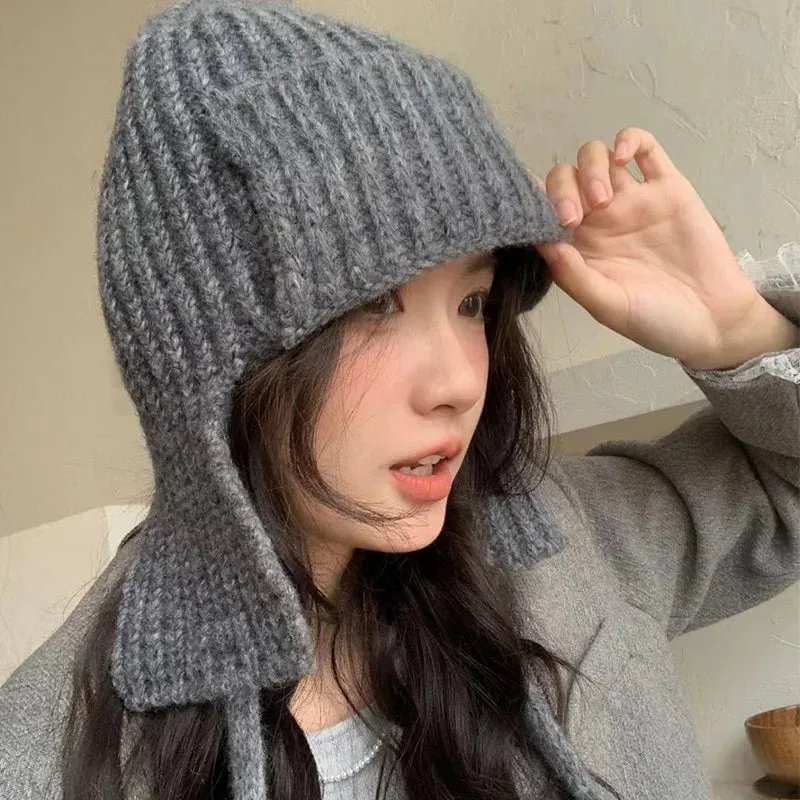 Sohiwoo Winter Ear Protection Hats For Women&Men Thicken Warm Beanies Caps Unisex Knitted Skullies Hat Outdoor Ski Coldproof Pilot Caps