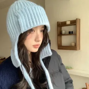 Sohiwoo Winter Ear Protection Hats For Women&Men Thicken Warm Beanies Caps Unisex Knitted Skullies Hat Outdoor Ski Coldproof Pilot Caps